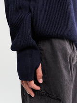 Norse Projects - Henning Cotton Wool Rib Sweater in Dark Navy