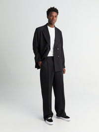Our Legacy - Unconstructed Double-Breasted Blazer in Black Panama Wool