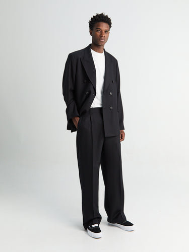 Our Legacy - Unconstructed Double-Breasted Blazer in Black Panama Wool