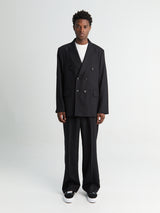 Our Legacy - Unconstructed Double-Breasted Blazer in Black Panama Wool
