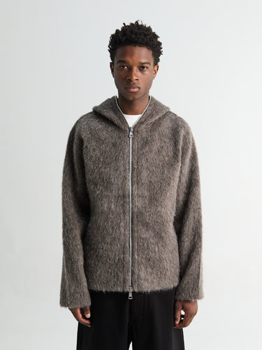 Our Legacy - Full Zip Hood in Mole Grey Hairy Wool