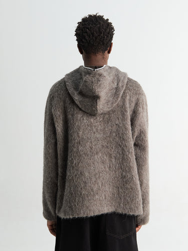 Our Legacy - Full Zip Hood in Mole Grey Hairy Wool