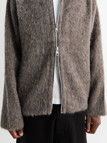 Our Legacy - Full Zip Hood in Mole Grey Hairy Wool