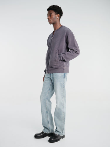 Our Legacy - Rift Zip Sweatshirt in Relic Plum Star Fleece