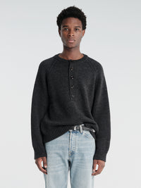 Our Legacy - Shore Henley in Charcoal Dry Merino Wool