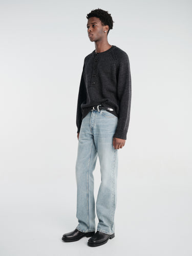 Our Legacy - Shore Henley in Charcoal Dry Merino Wool