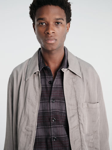 Our Legacy - Sift Zip Shirt in Warm Gravel Warmth Viscose