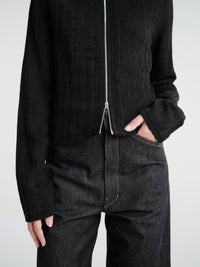 Our Legacy - Slim Zip Longsleeve in Obsidian Depth Woolcose Ridge