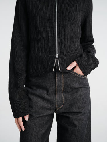 Our Legacy - Slim Zip Longsleeve in Obsidian Depth Woolcose Ridge