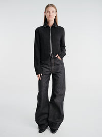 Our Legacy - Slim Zip Longsleeve in Obsidian Depth Woolcose Ridge