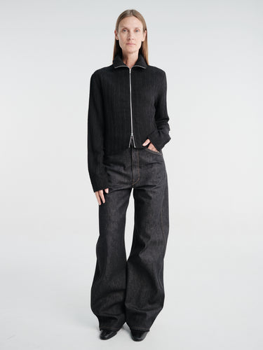 Our Legacy - Slim Zip Longsleeve in Obsidian Depth Woolcose Ridge