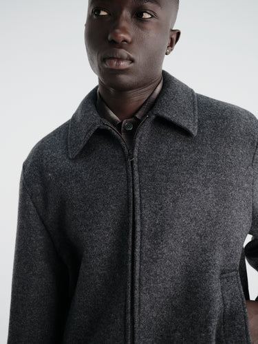 Dunst - Unisex Collared Wool Blouson in Charcoal Grey
