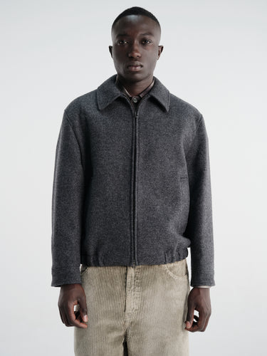 Dunst - Unisex Collared Wool Blouson in Charcoal Grey