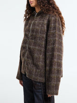 Our Legacy - Women's Full Zip Hood in Dorf Check Hairy Wool