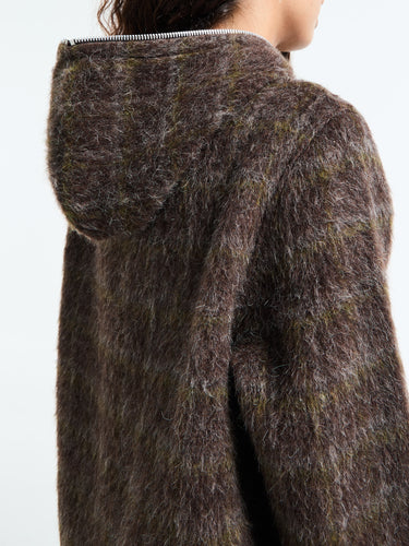 Our Legacy - Women's Full Zip Hood in Dorf Check Hairy Wool