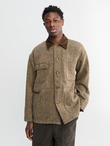 orSlow - Harris Tweed Coverall Shirt in Khaki