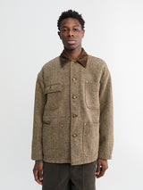 orSlow - Harris Tweed Coverall Shirt in Khaki