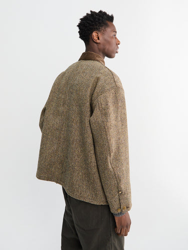 orSlow - Harris Tweed Coverall Shirt in Khaki