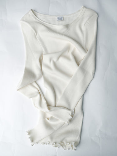 Oscalito - Wool & Silk Longsleeved Top in Ivory