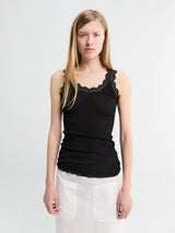 Oscalito - Tank Top Cotton Lisle Rib With Leavers in Black