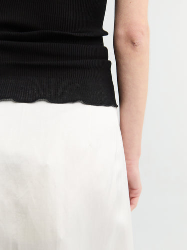 Oscalito - T-Shirt Cotton Lisle Rib With Leavers in Black