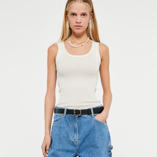 Oscalito - Wool and Silk Tank Top in Ivory