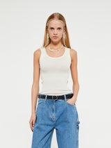 Oscalito - Wool and Silk Tank Top in Ivory