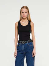 Oscalito - Wool and Silk Tank Top in Black