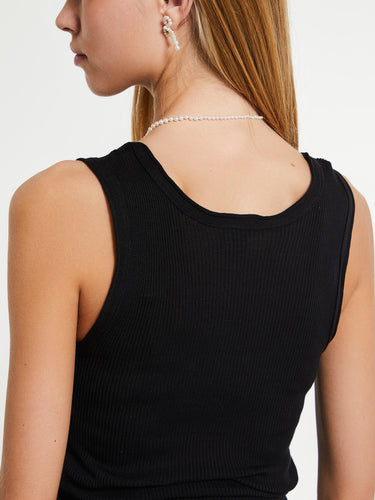 Oscalito - Wool and Silk Tank Top in Black