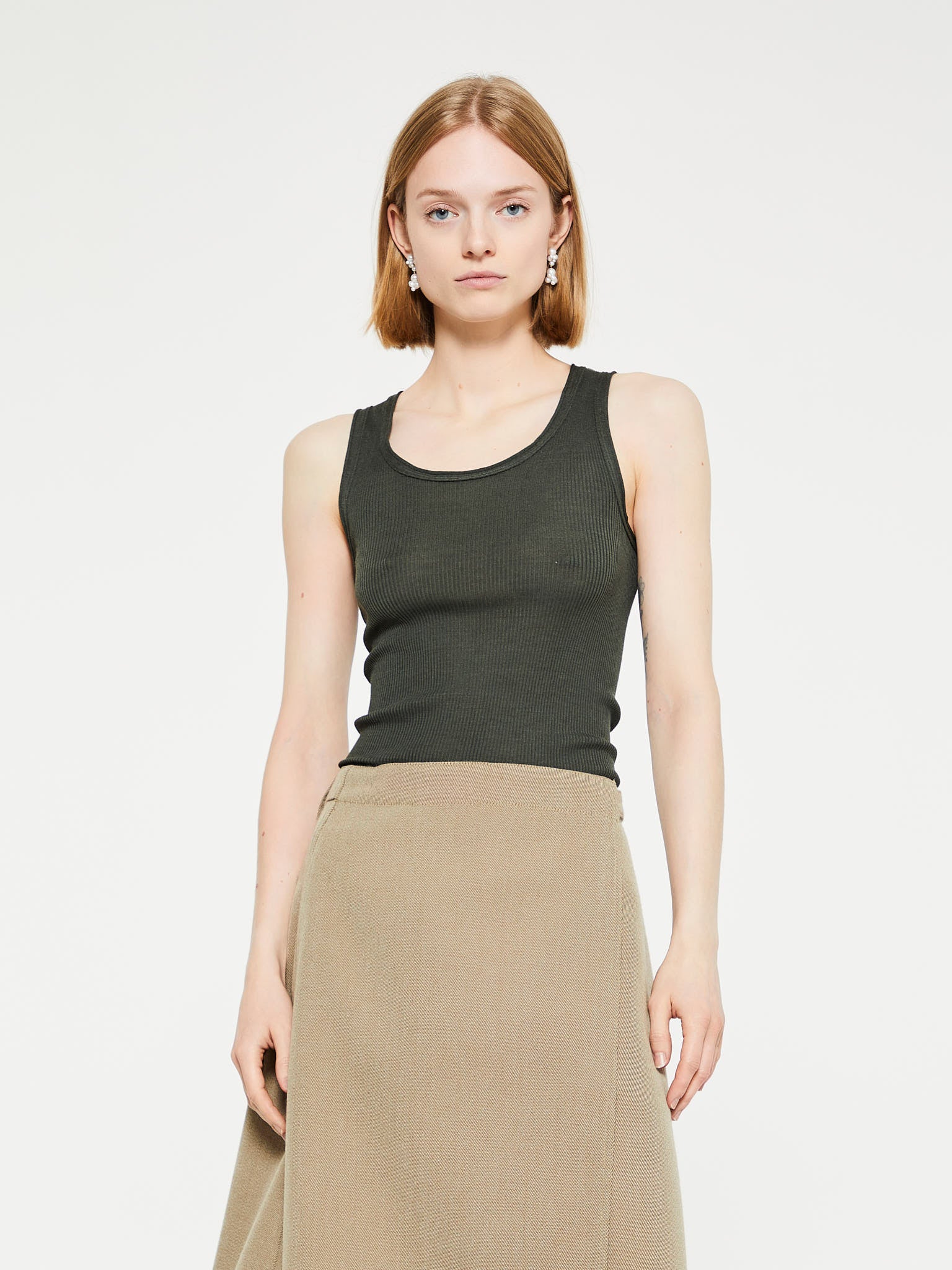 Oscalito - Wool and Silk Tank Top in Bosco