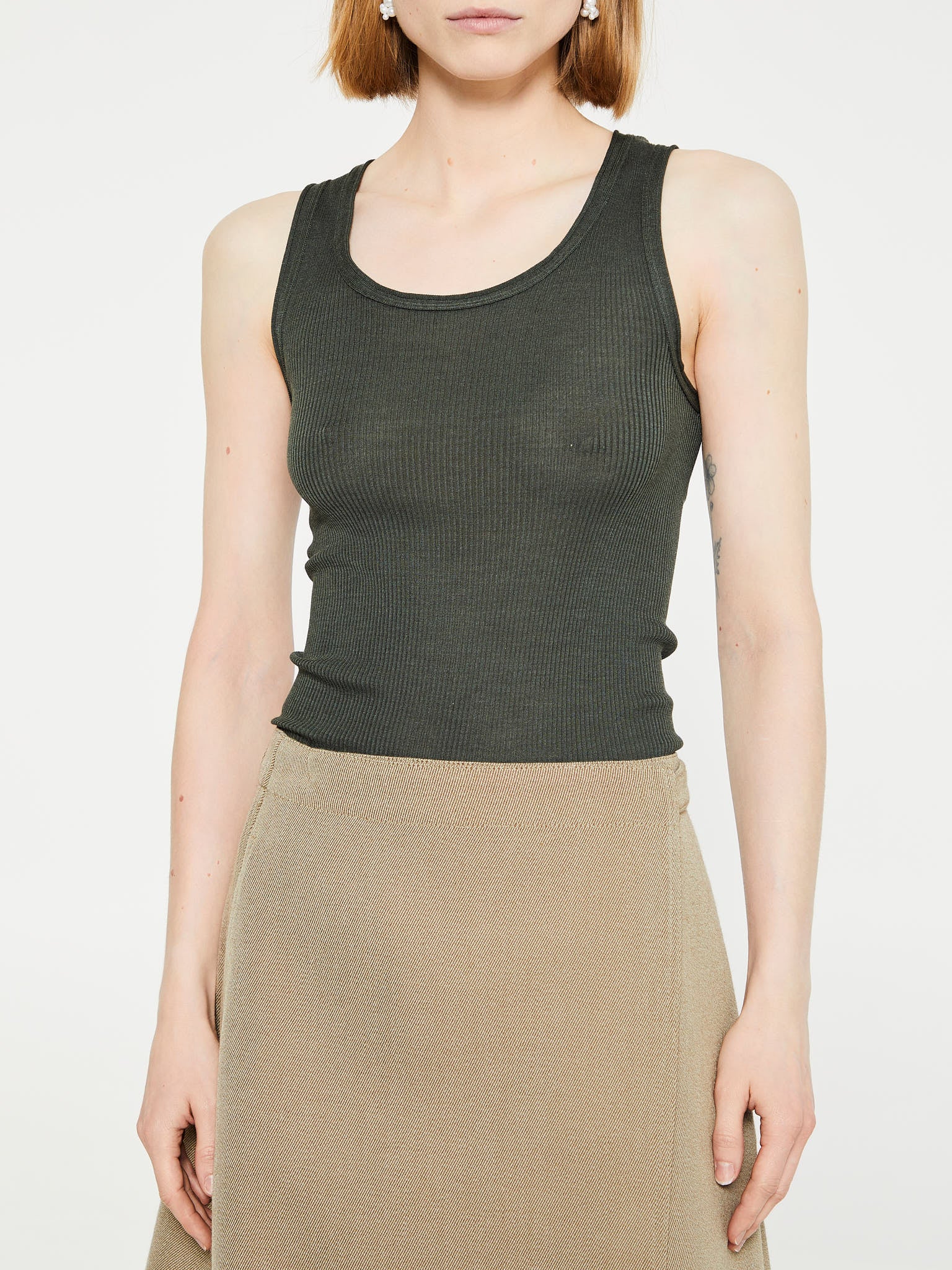 Oscalito - Wool and Silk Tank Top in Bosco