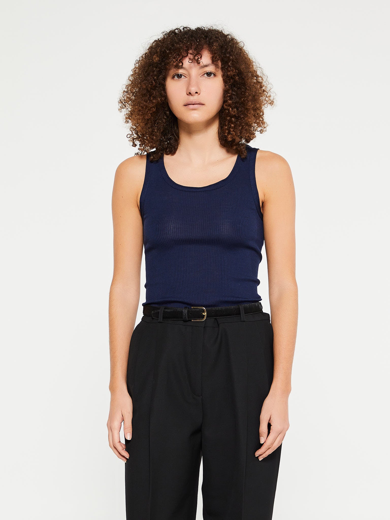 Oscalito - Wool and Silk Tank Top in Blue