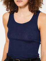 Oscalito - Wool and Silk Tank Top in Blue