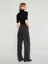 Oscalito - Wool and Silk Half Sleeve Turtleneck in Black