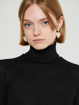 Oscalito - Wool and Silk Half Sleeve Turtleneck in Black