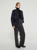 Oscalito - Wool and Silk Half Sleeve Turtleneck in Black