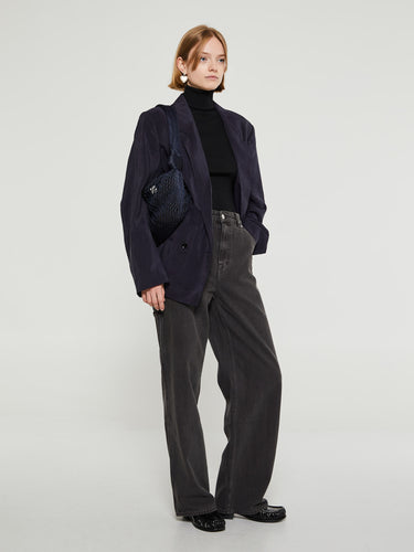 Oscalito - Wool and Silk Half Sleeve Turtleneck in Black