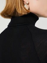 Oscalito - Wool and Silk Half Sleeve Turtleneck in Black