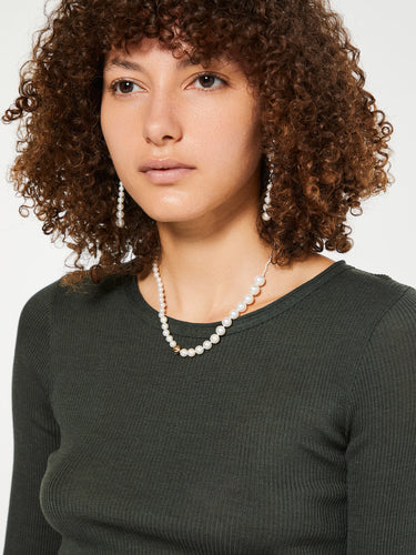 Oscalito - Wool and Silk Longsleeved Top in Bosco