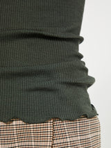 Oscalito - Wool and Silk Longsleeved Top in Bosco