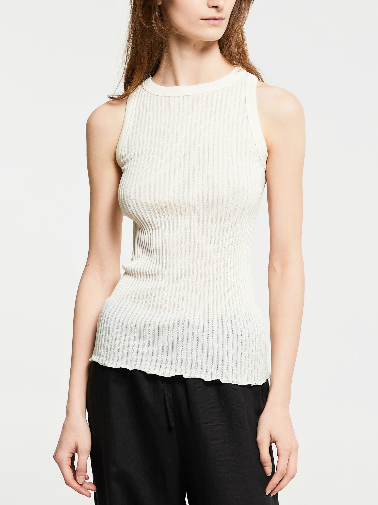 Oscalito - Ajouré Wool & Silk Top in Ivory