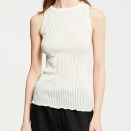 Oscalito - Ajouré Wool & Silk Top in Ivory