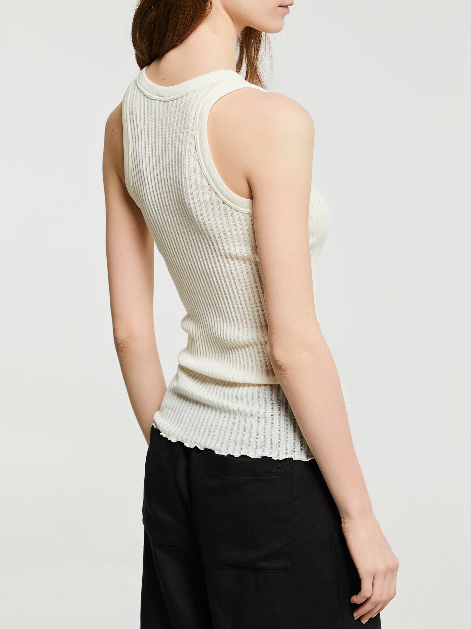 Oscalito - Ajouré Wool & Silk Top in Ivory