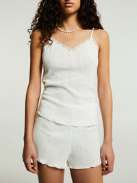 Oscalito - D Top Cotone Ajoure' Pizzo in Ivory
