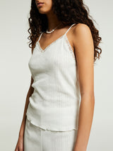 Oscalito - D Top Cotone Ajoure' Pizzo in Ivory