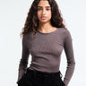 Oscalito - Wool & Silk Longsleeved Top in Taupe