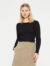 Oscalito - Wool & Silk Longsleeved Top in Black