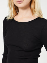 Oscalito - Wool & Silk Longsleeved Top in Black