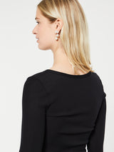 Oscalito - Wool & Silk Longsleeved Top in Black