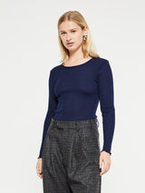 Oscalito - Wool & Silk Longsleeved Top in Blue